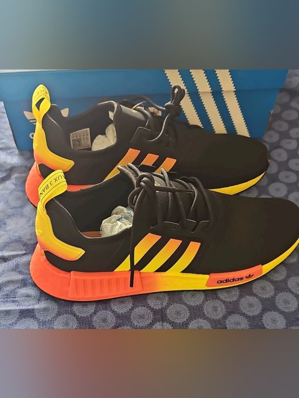 Adidas Men’s Black Running Shoes with Orange-Yellow Accents